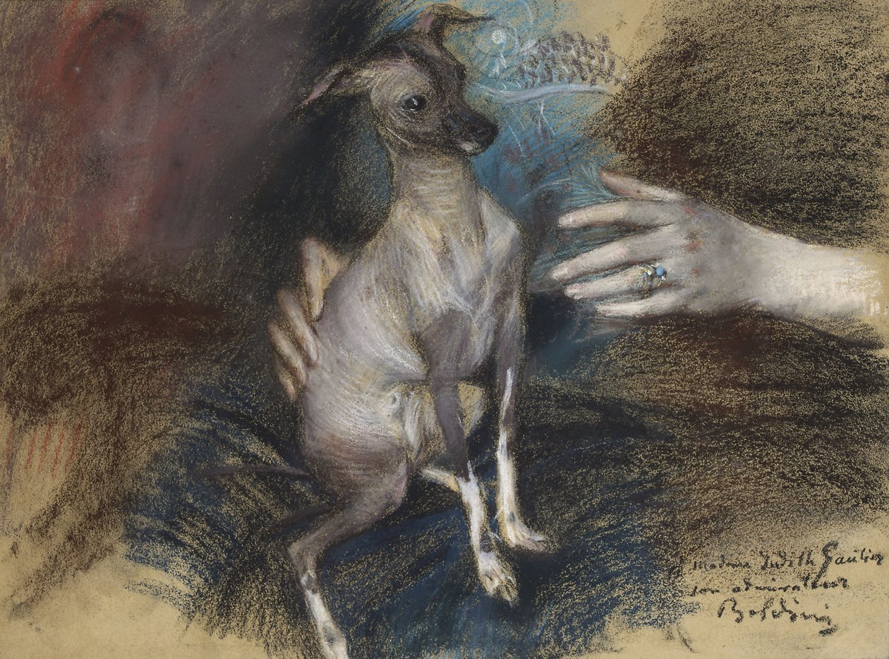 Elegant med hunden av Giovanni Boldini