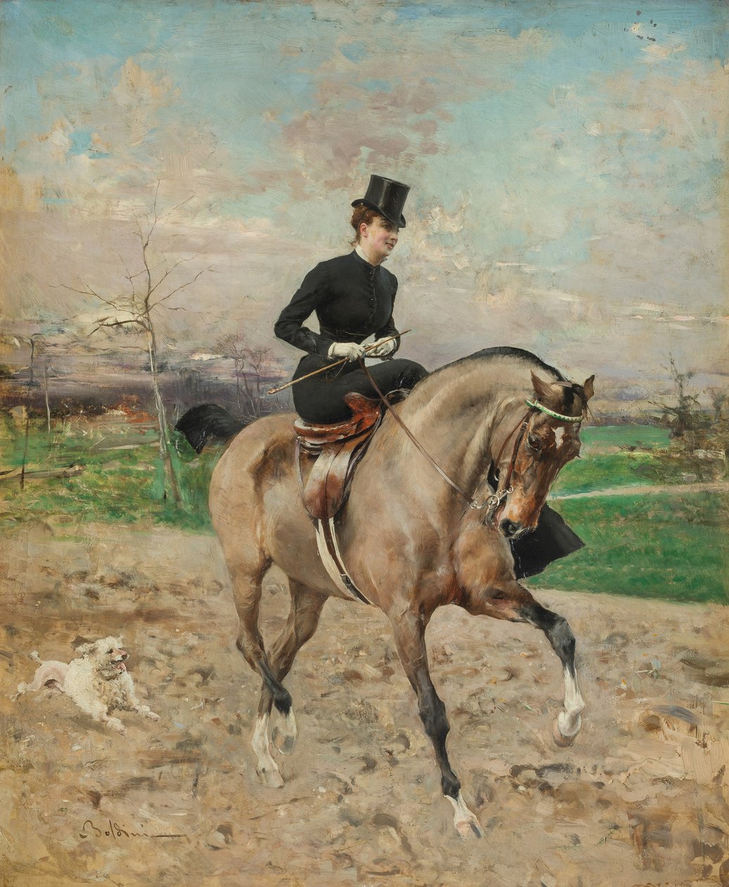 Rytter. Alice Régnault til hest, 1878. av Giovanni Boldini