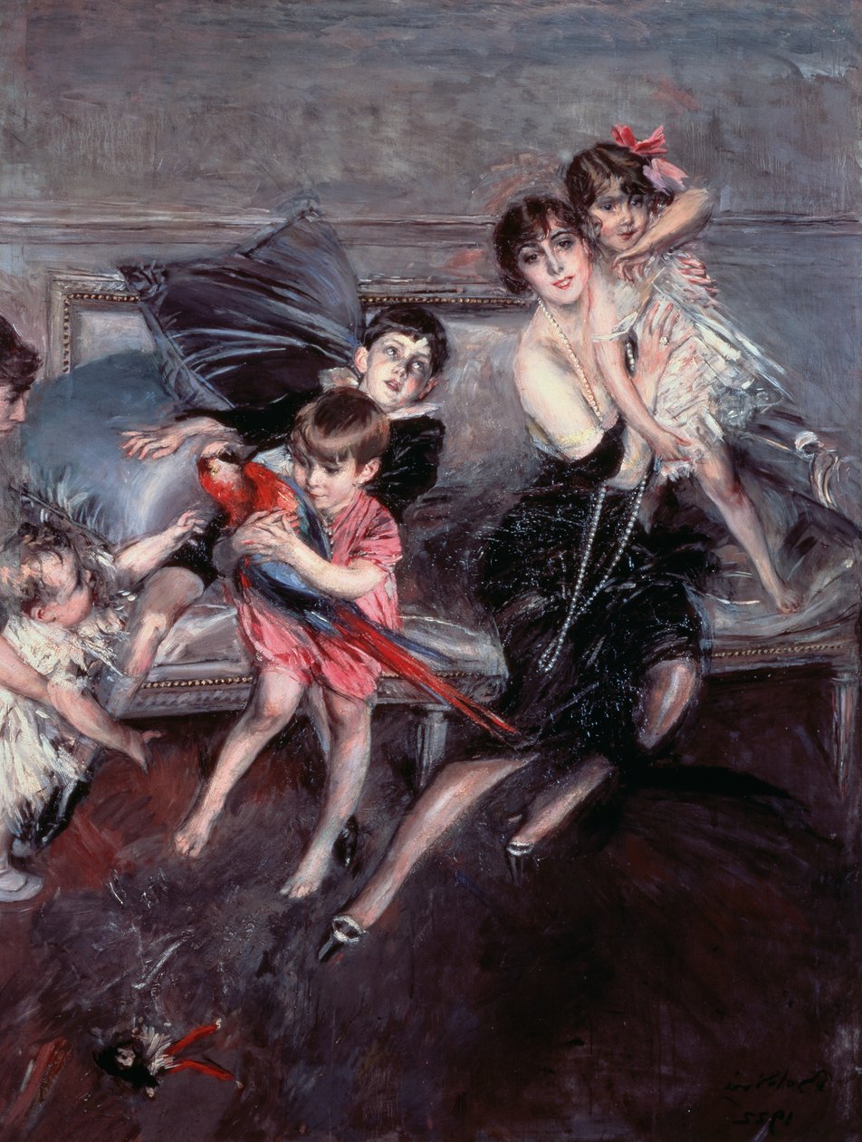 Mrs Edwards med fire barn og barnepike av Giovanni Boldini