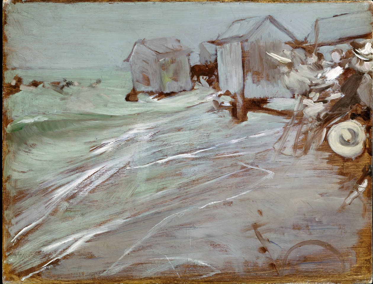 Oostende strandmaleri av Giovanni Boldini (1842-1931) Dim. 27x35 cm Bologna, privat samling av Giovanni Boldini
