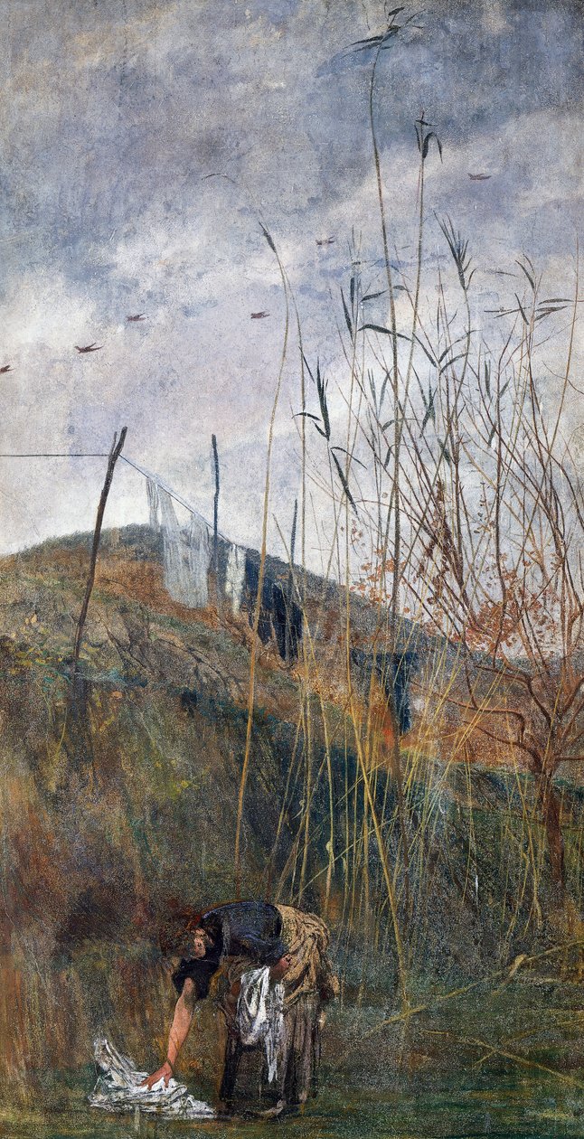 Bondekvinne plukker opp vasken av Giovanni Boldini