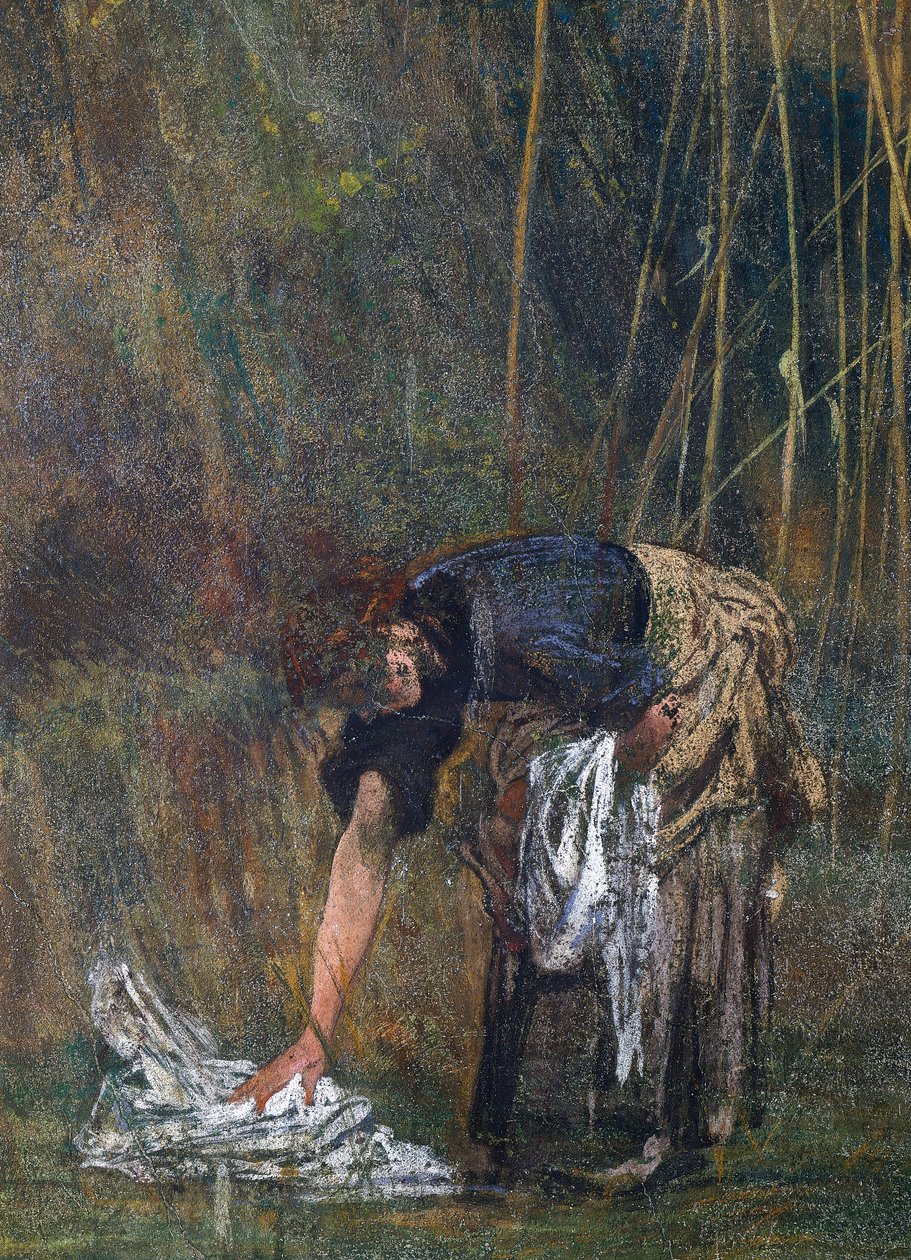 Bondekvinne plukker opp vasken av Giovanni Boldini