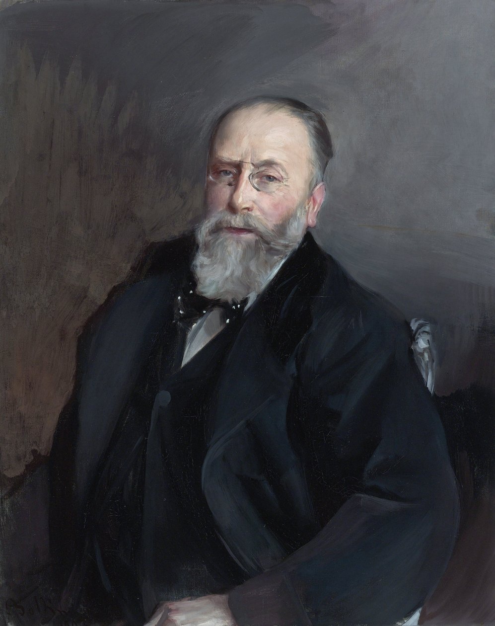 ""Portrett av Edmond de Rothschild (1845-1934) fransk bankmann, filantrop og samler"" (Edmond James de Rothschild) Maleri av Giovanni Boldini (1842-1931) 1903 Privat samling av Giovanni Boldini