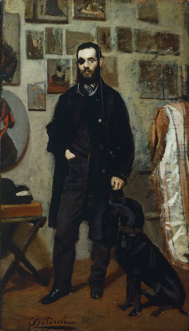 Portrett av Giuseppe Abbati, av Giovanni Boldini (1842-1931), olje på panel, 87,5x22 cm av Giovanni Boldini