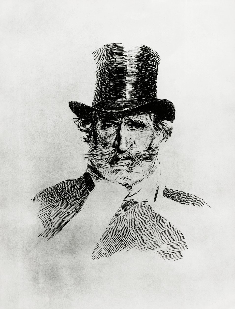 Portrett av Giuseppe Verdi (1813-1901), italiensk komponist, tegning av Giovanni Boldini (1842-1931) av Giovanni Boldini