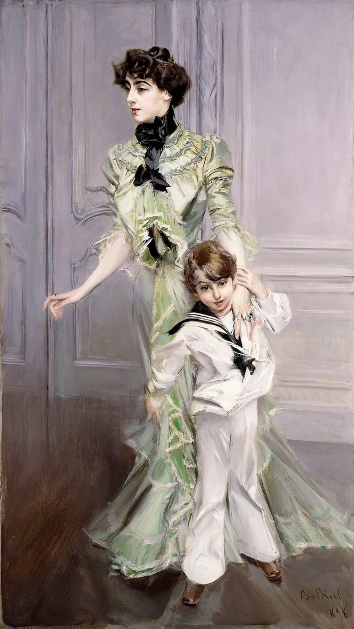Portrett av Madame Hugo og hennes sønn, 1924 av Giovanni Boldini
