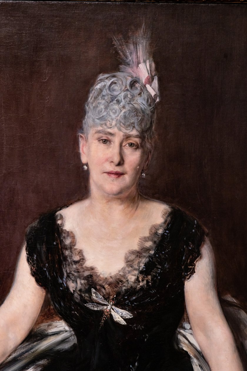 Portrett av Madame Seligman, detalj av Giovanni Boldini