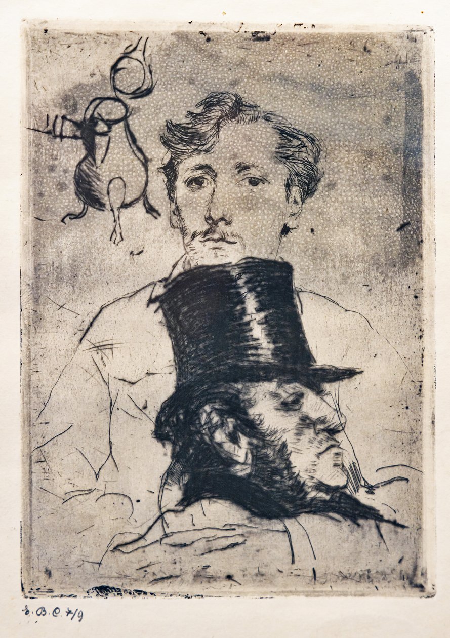 Portrett av Rodenbach (etsing og tørrpunkt) av Giovanni Boldini