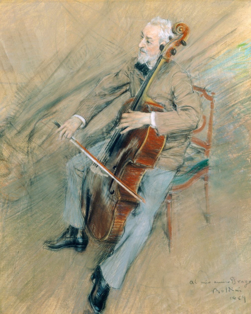 Portrett av cellisten Gaetano Braga av Giovanni Boldini