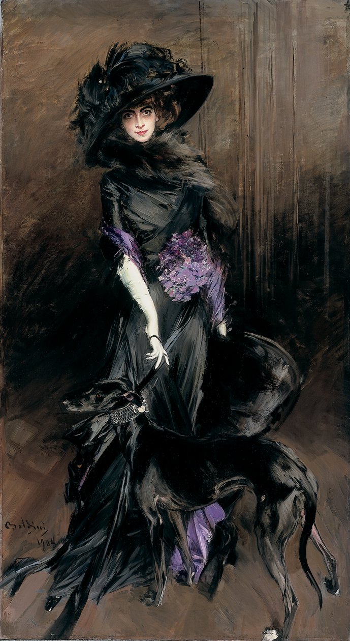 Portrett av Marchesa Luisa Casati med en mynde av Giovanni Boldini