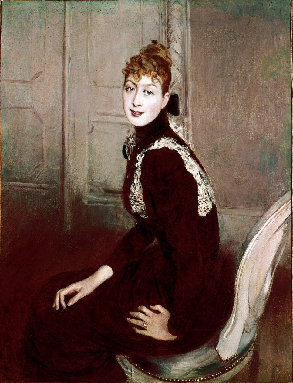 Portrett av markisen Franzoni. Maleri av Giovanni Boldini (1842-1931) av Giovanni Boldini