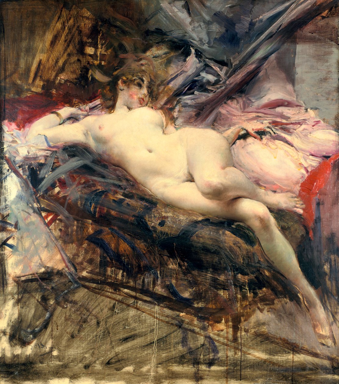 Liggende naken, sent på 1800-tallet tidlig på 1900-tallet av Giovanni Boldini
