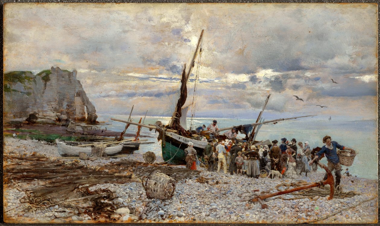 Fiskebåtenes hjemkomst, Étretat av Giovanni Boldini
