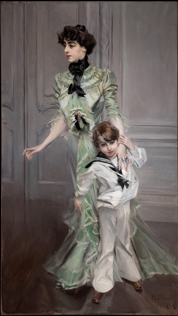 Portrett av fru Hugo og hennes sønn, 1898. av Giovanni Boldini