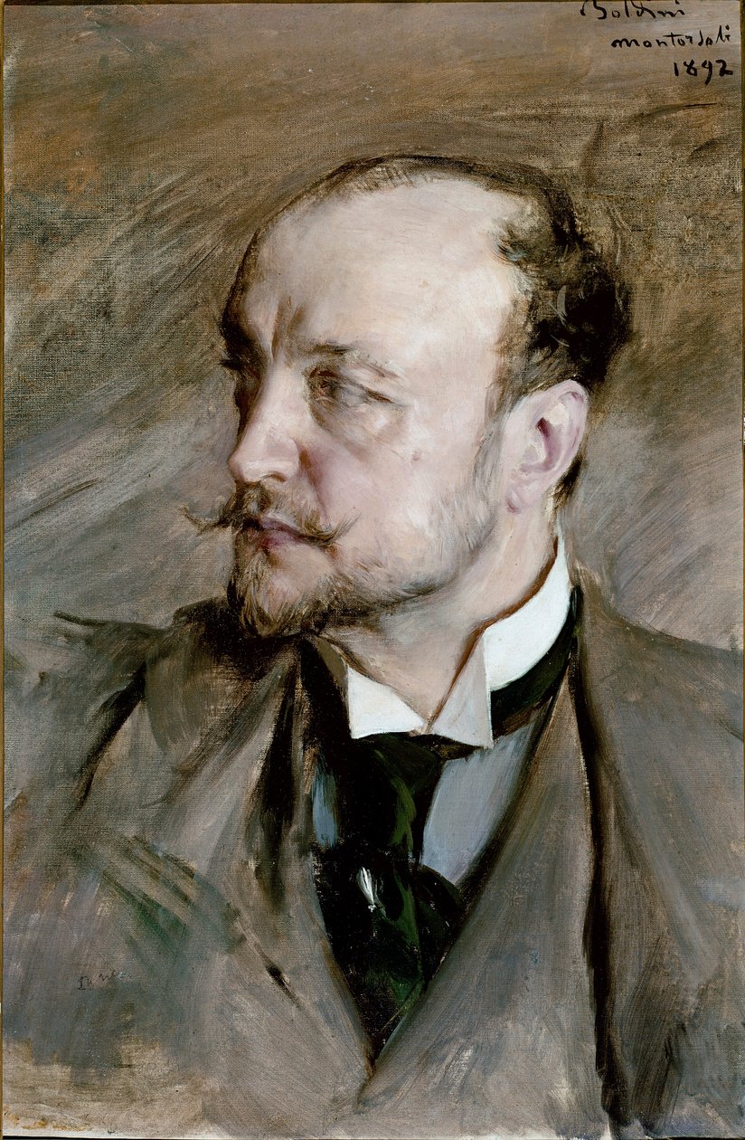 Selvportrett av et Montorsoli-maleri av Giovanni Boldini (1842-1931) 1892 Søn. 59x39 cm Firenze, Uffizi-galleriet av Giovanni Boldini