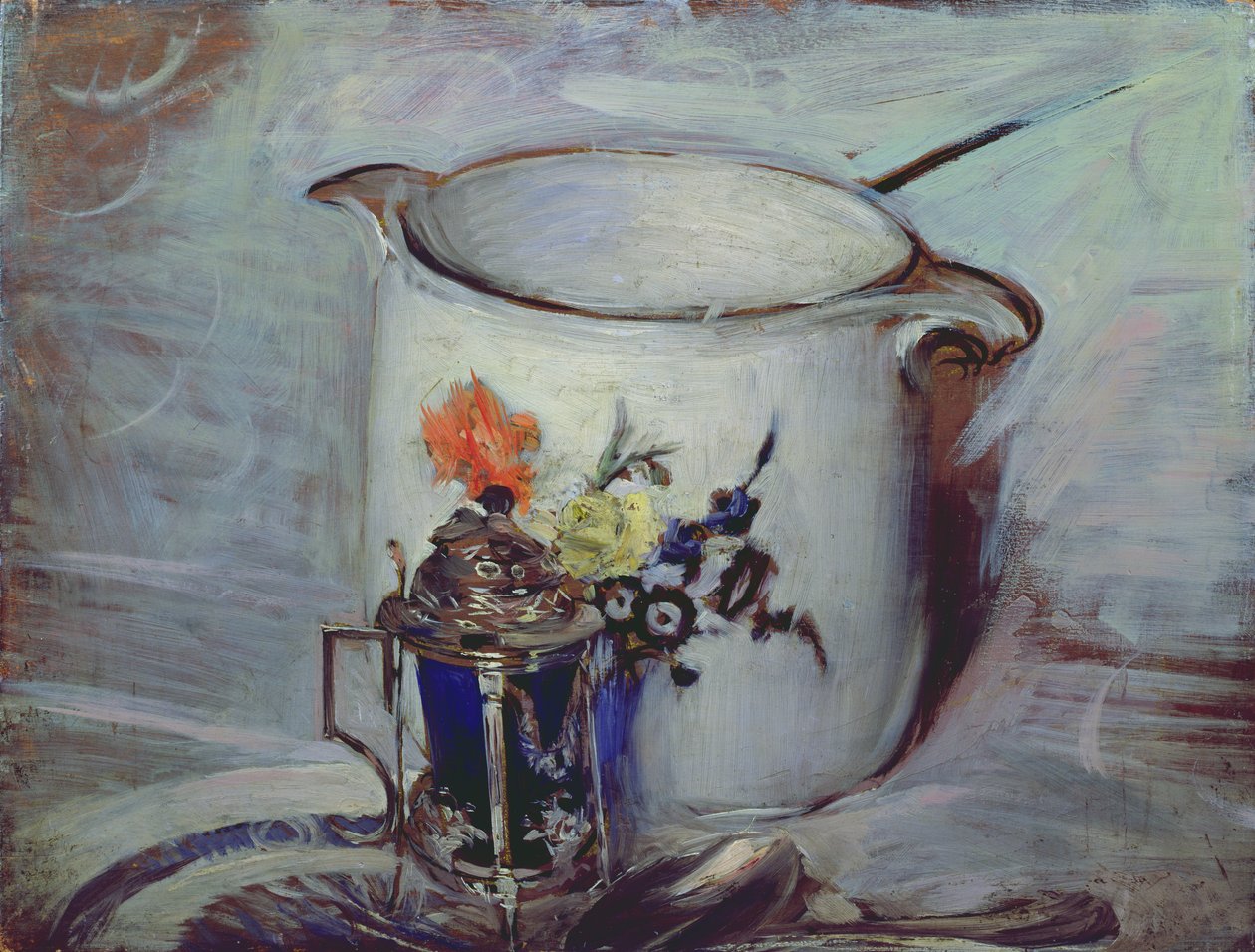 Stilleben med sennepsgryte og mugge av Giovanni Boldini