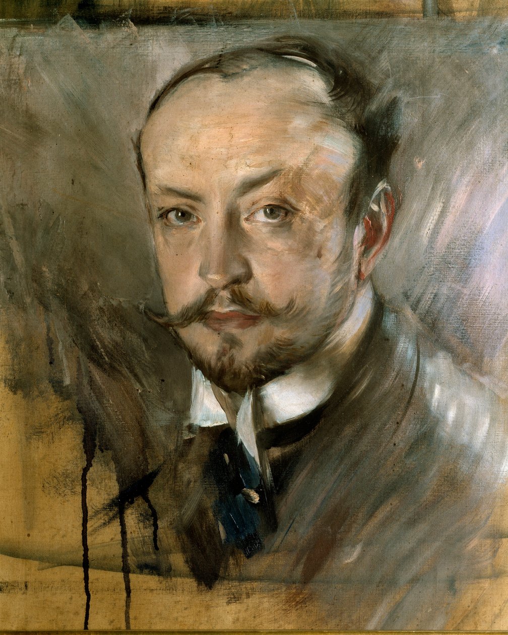 Studie for selvportrett i Montorsoli. Maleri av Giovanni Boldini (1842-1931) 1892 Søn. 45x40 cm Firenze, Galleria av Arte Moderna av Giovanni Boldini