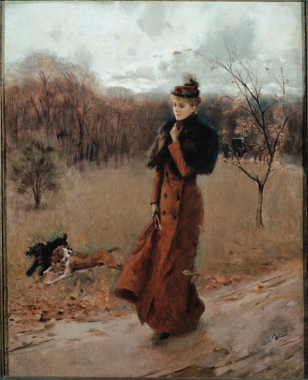 The Walk to the Park i Napoli (olje på lerret) av Giovanni Boldini