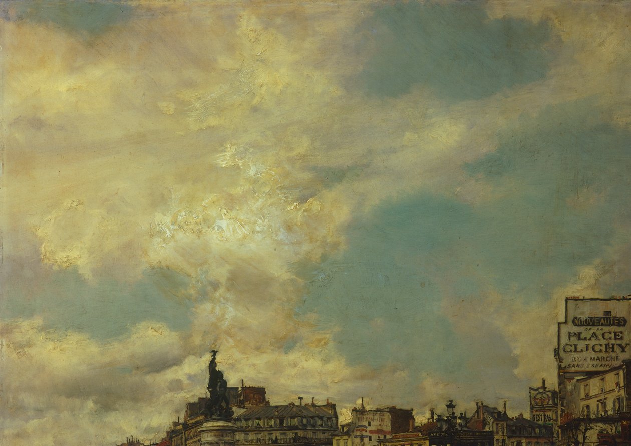 Himmelen, detalj fra Clichy Square, Paris, av Giovanni Boldini (1842-1931), olje på lerret, 60x98 cm av Giovanni Boldini