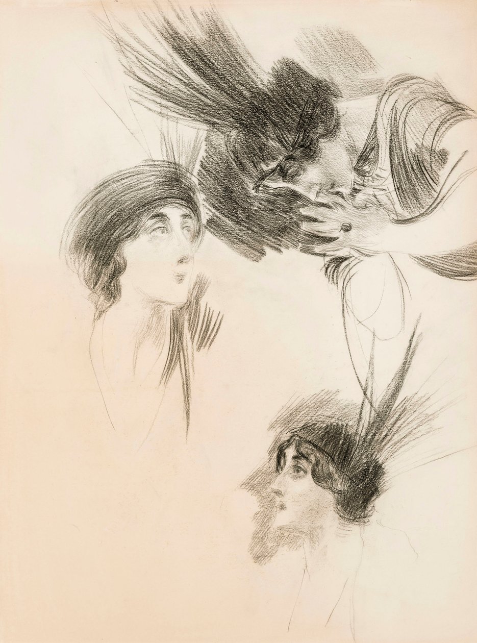 Tre studier for Portrettet av Dora di Rudinì Labouchere. av Giovanni Boldini
