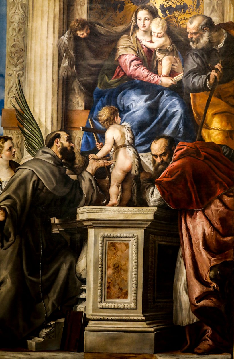 Madonna og barn med hellige av Giovanni Bonatti