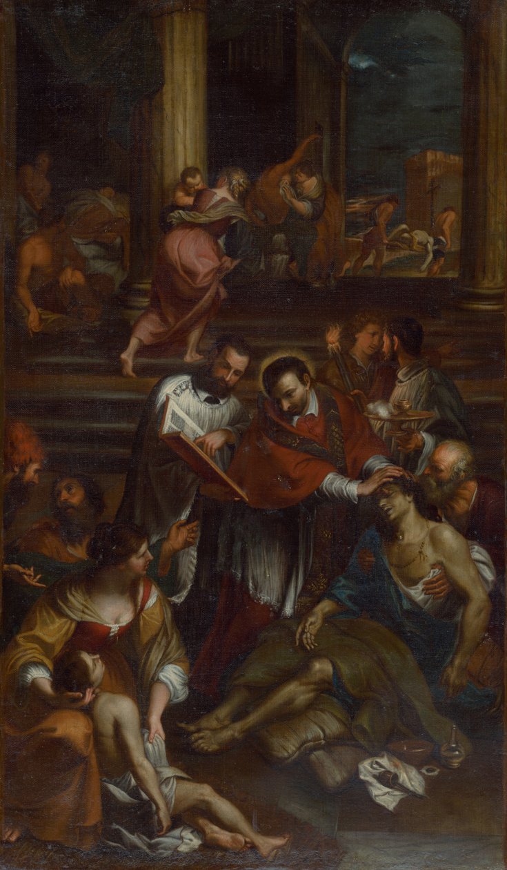 Saint Charles Borromeo blant pestens ofre, andre halvdel av 1600-tallet. av Giovanni Bonatti