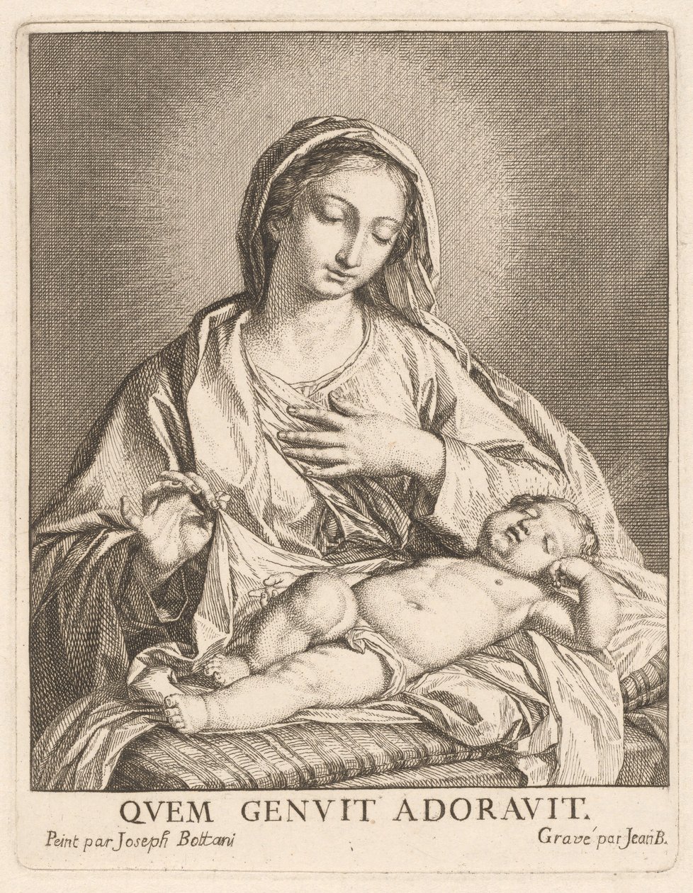 Jomfruen og det sovende barnet av Giovanni Bottani, after Giuseppe Bottani