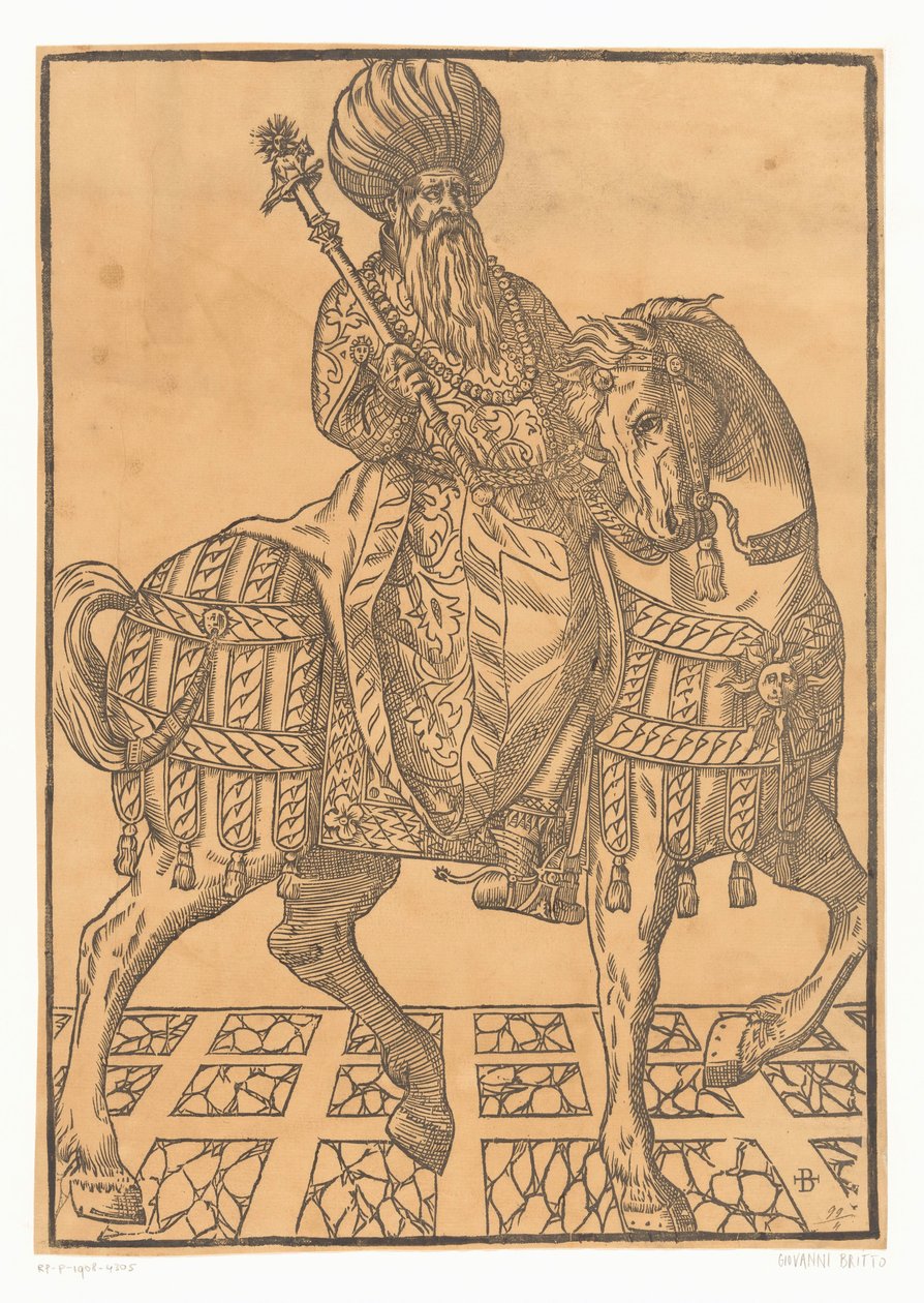 Mann med turban på hesteryggen av Giovanni Britto