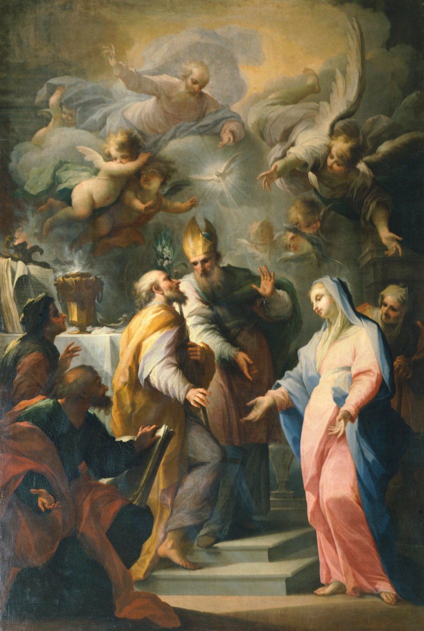 Jomfru Marias ekteskap, av Giovanni Camillo Sagrestani (1660-1731) Santo Spiritos kirke, Firenze, Italia av Giovanni Camillo Sagrestani