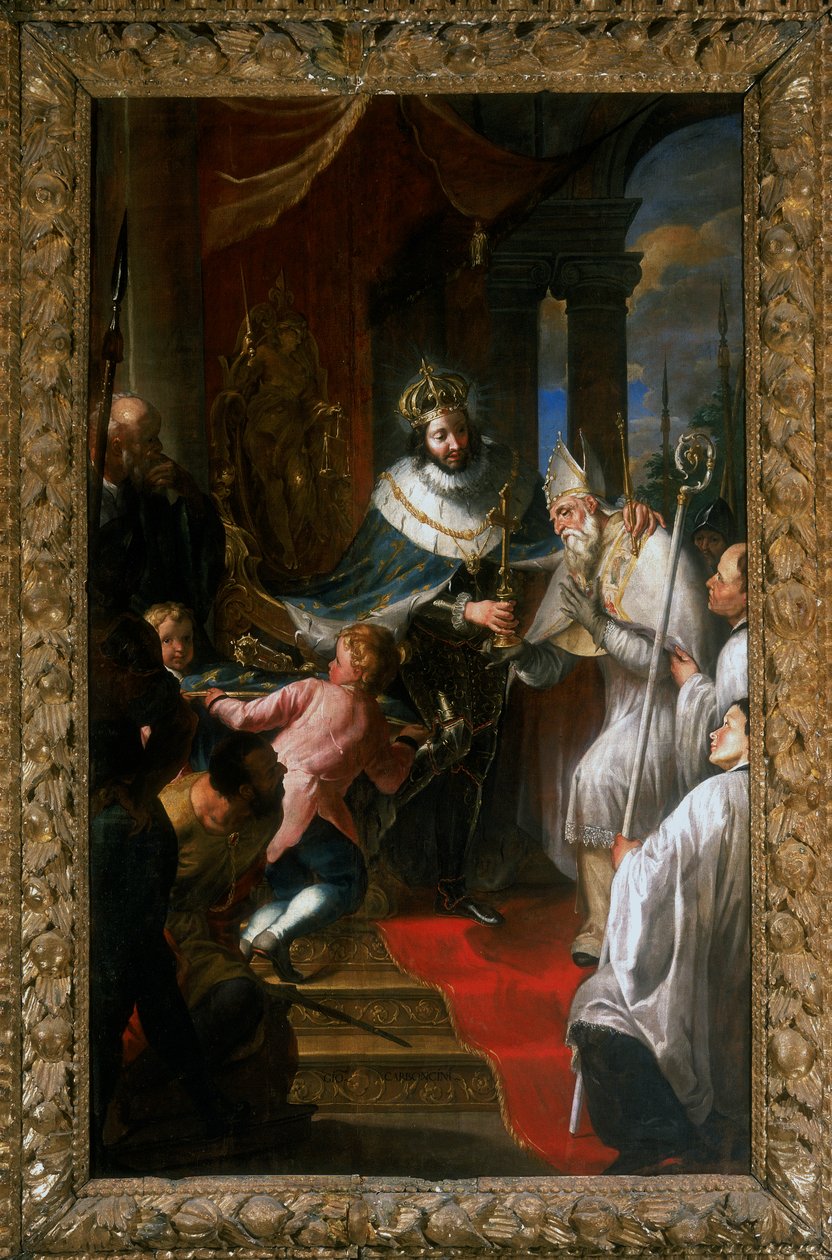 Saint Louis av Frankrike gir den hellige torn til Beato Bartholomew av Breganze av Giovanni Carboncino