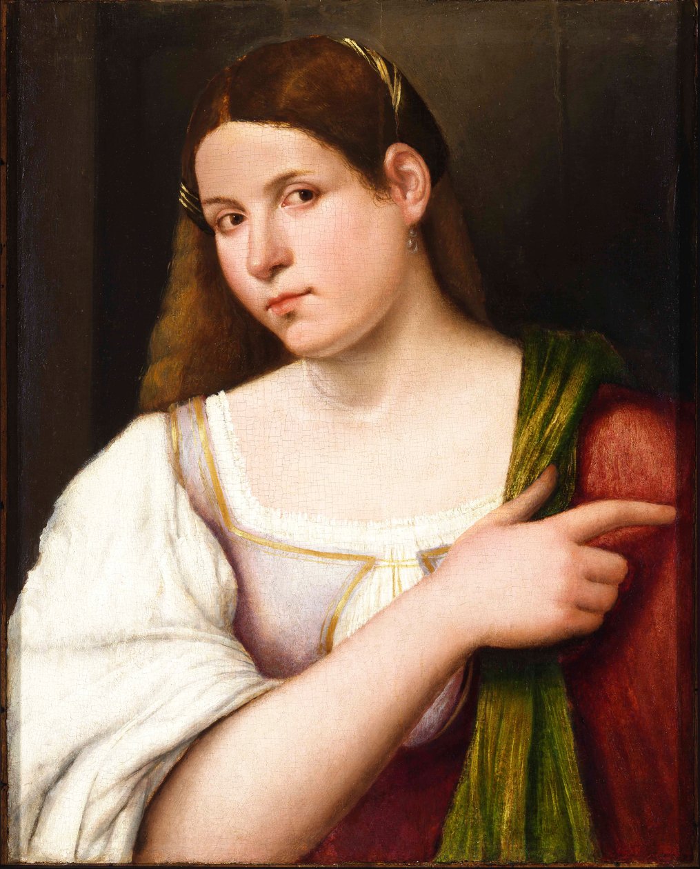Portrett av en ung kvinne. av Giovanni de Busi Cariani