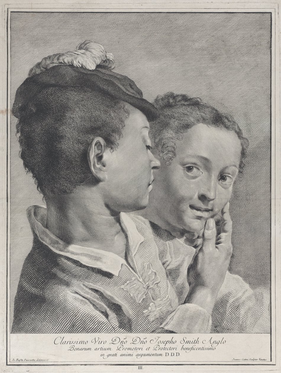 Gutt med hatt som berører ansiktet til en jente, 1743. av Giovanni Cattini