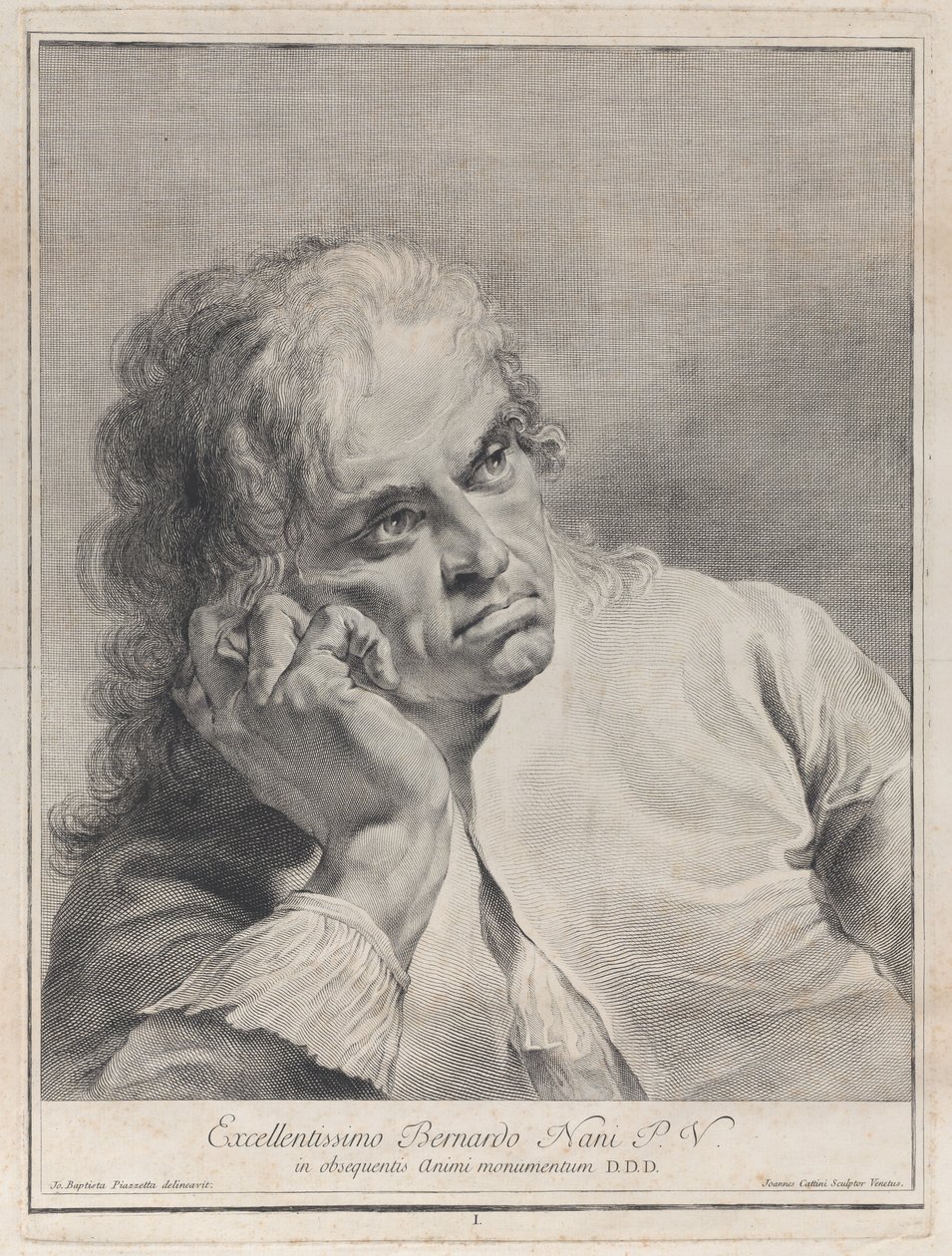 Ettertenksom mann hviler hodet på hånden, 1743. av Giovanni Cattini