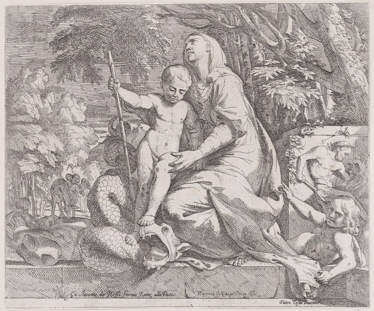 En allegori om resten på flukten til Egypt, 1650-55. av Giovanni Cesare Testa