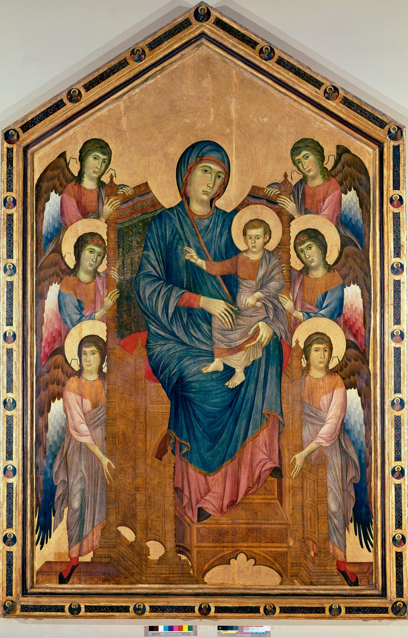 Jomfruen og barnet i Majeste omgitt av seks engler (1200-tallet, tempera på tre) av Giovanni Cimabue
