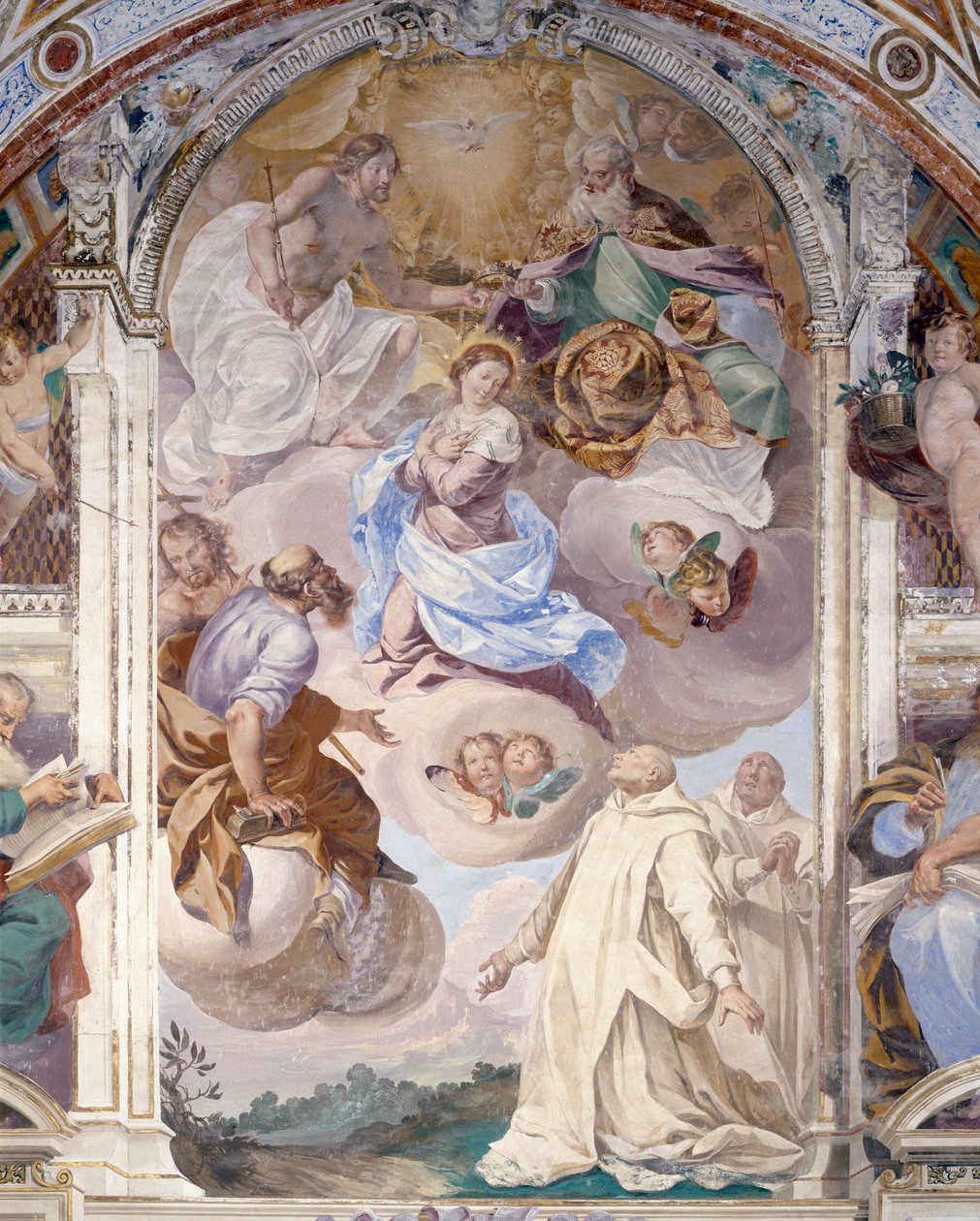 Italia, Lombardia, Pavia, Pavia Charterhouse (Certosa), Historier om Jesus og Maria, freskomaleri av Giovanni Cristoforo Storer