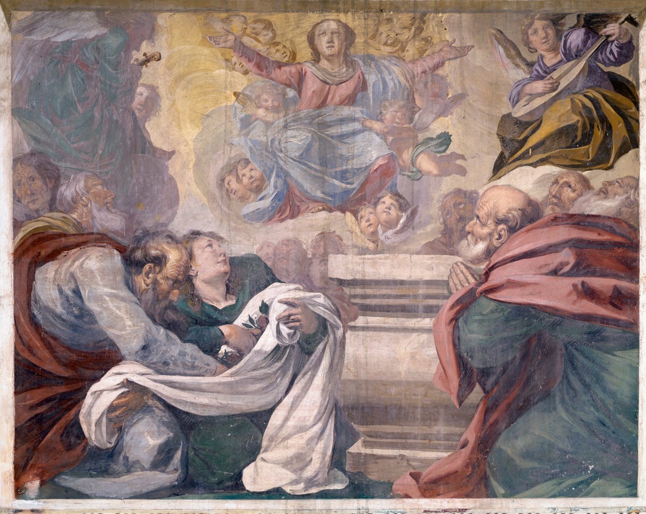 Italia, Lombardia, Pavia, Pavia Charterhouse (Certosa), Historier om Jesus og Maria, freskomaleri av Giovanni Cristoforo Storer