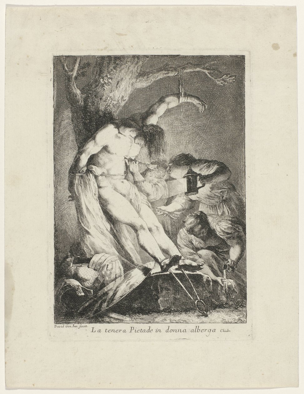 Saint Sebastian tatt vare på av Saint Irene La tenera pietade in donna alberga (tittel på objekt) av Giovanni David