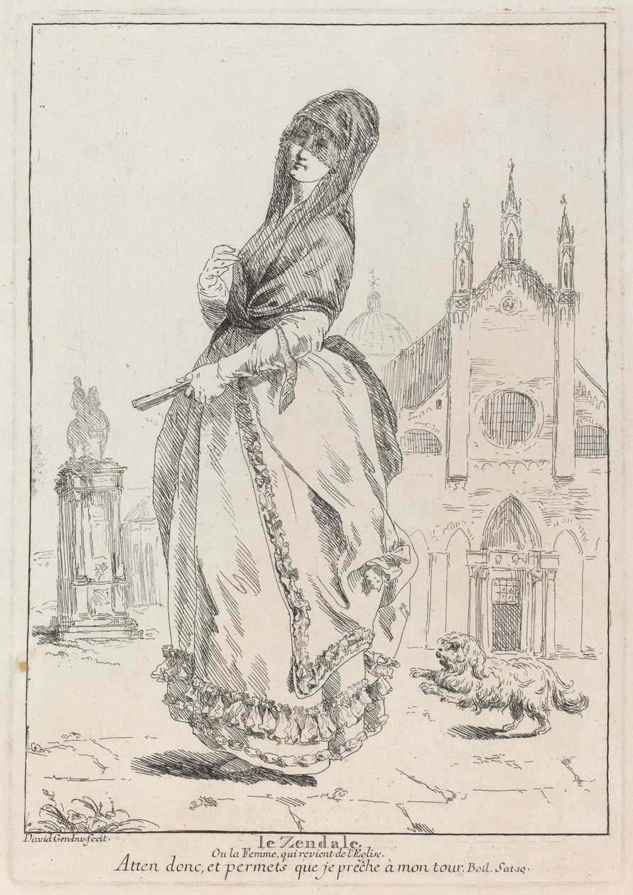 Le Zendale (Kvinne i hette, eller kvinnen som vender tilbake fra kirken) av Giovanni David
