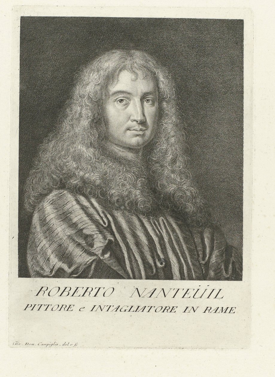 Portrett av kunstneren Robert Nanteuil Portretter av artister (serietittel) av Giovanni Domenico Campiglia