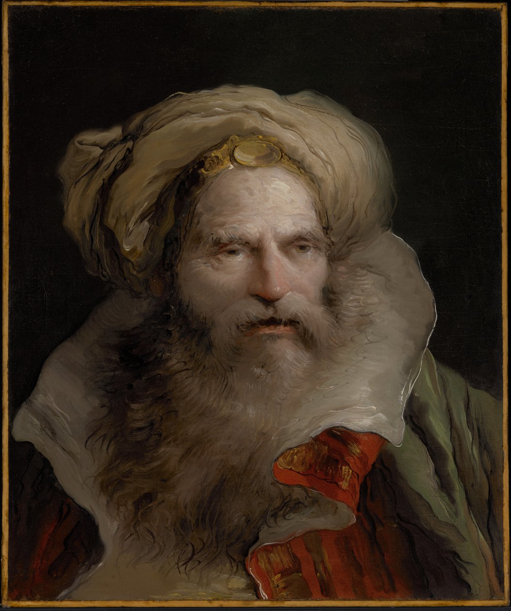 En skjegget mann med turban av Giovanni Domenico Tiepolo