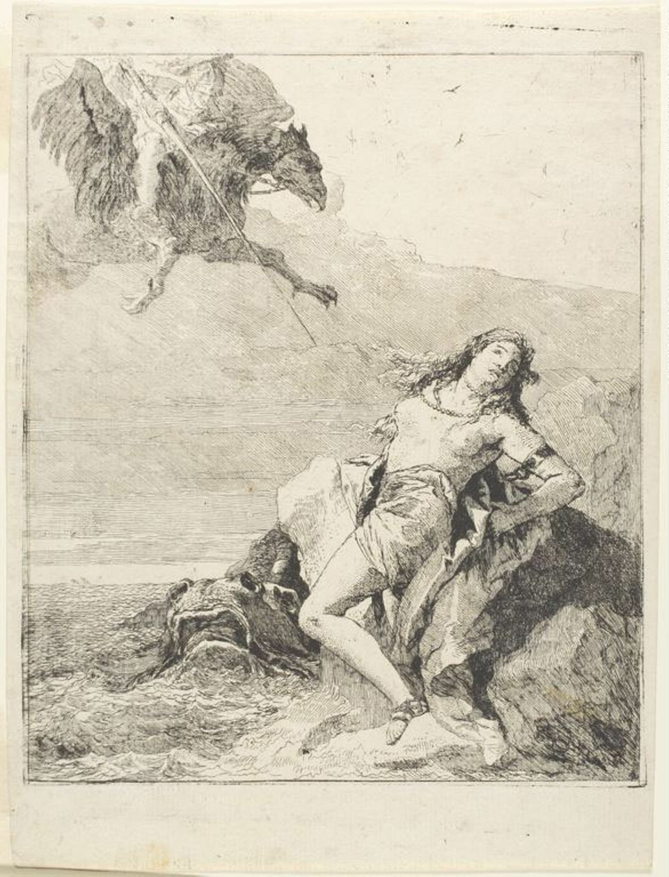 Angelica Bound og i ferd med å bli fortært av sjømonsteret av Giovanni Domenico Tiepolo