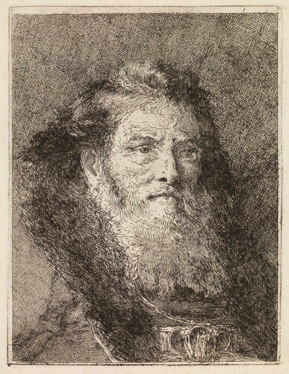 Barhodet mann vendt mot høyre av Giovanni Domenico Tiepolo