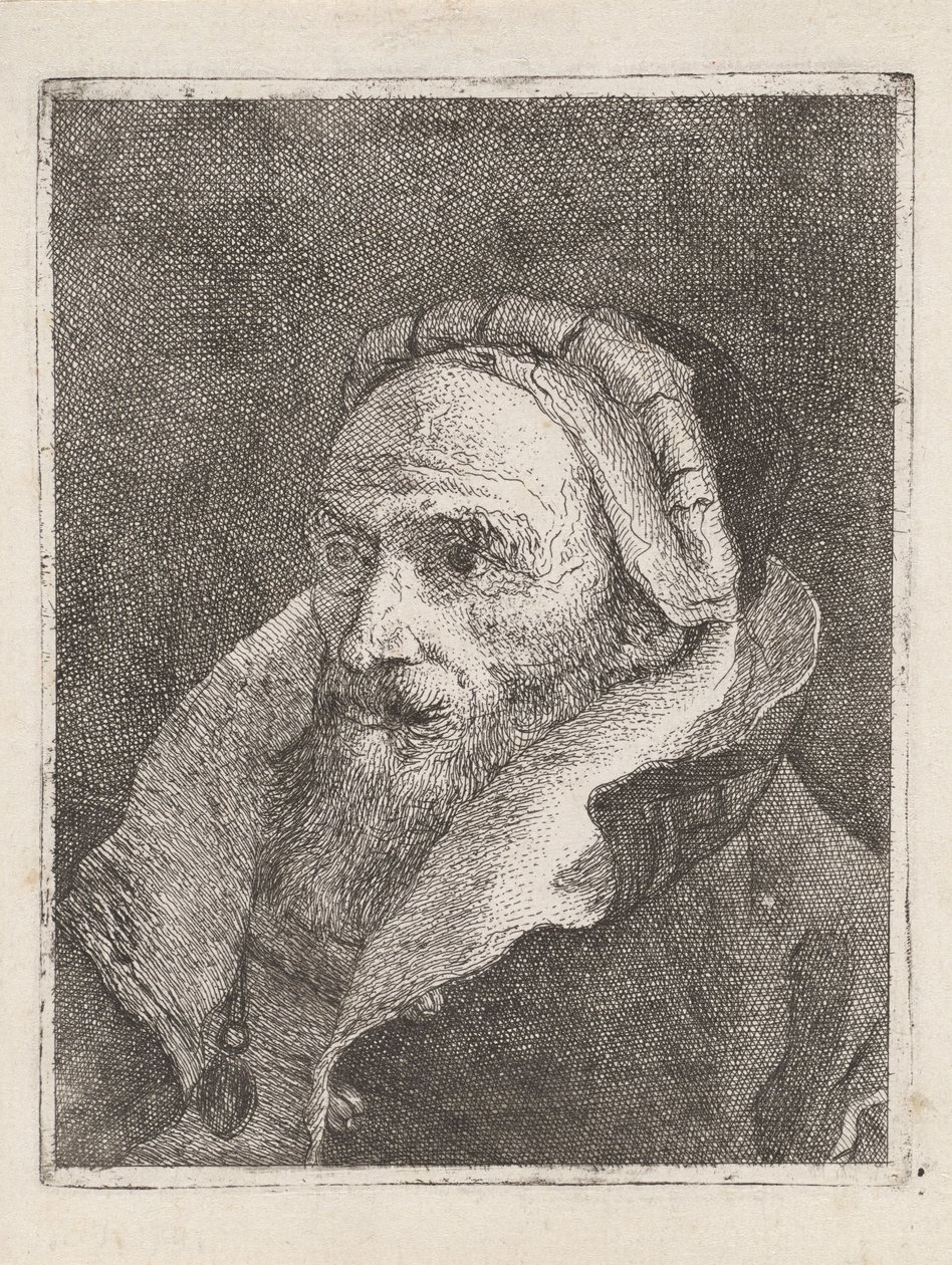 Skjegget gammel mann med lue, fra «Raccolta di Teste» (Hodesamlingen) av Giovanni Domenico Tiepolo