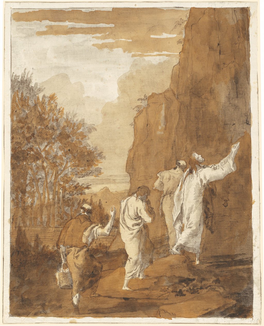 Kristus som leder Peter, Jakob og Johannes til det høye fjellet for forvandlingen av Giovanni Domenico Tiepolo