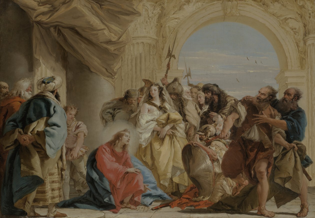 Kristus og kvinnen grepet i ekteskapsbrudd av Giovanni Domenico Tiepolo