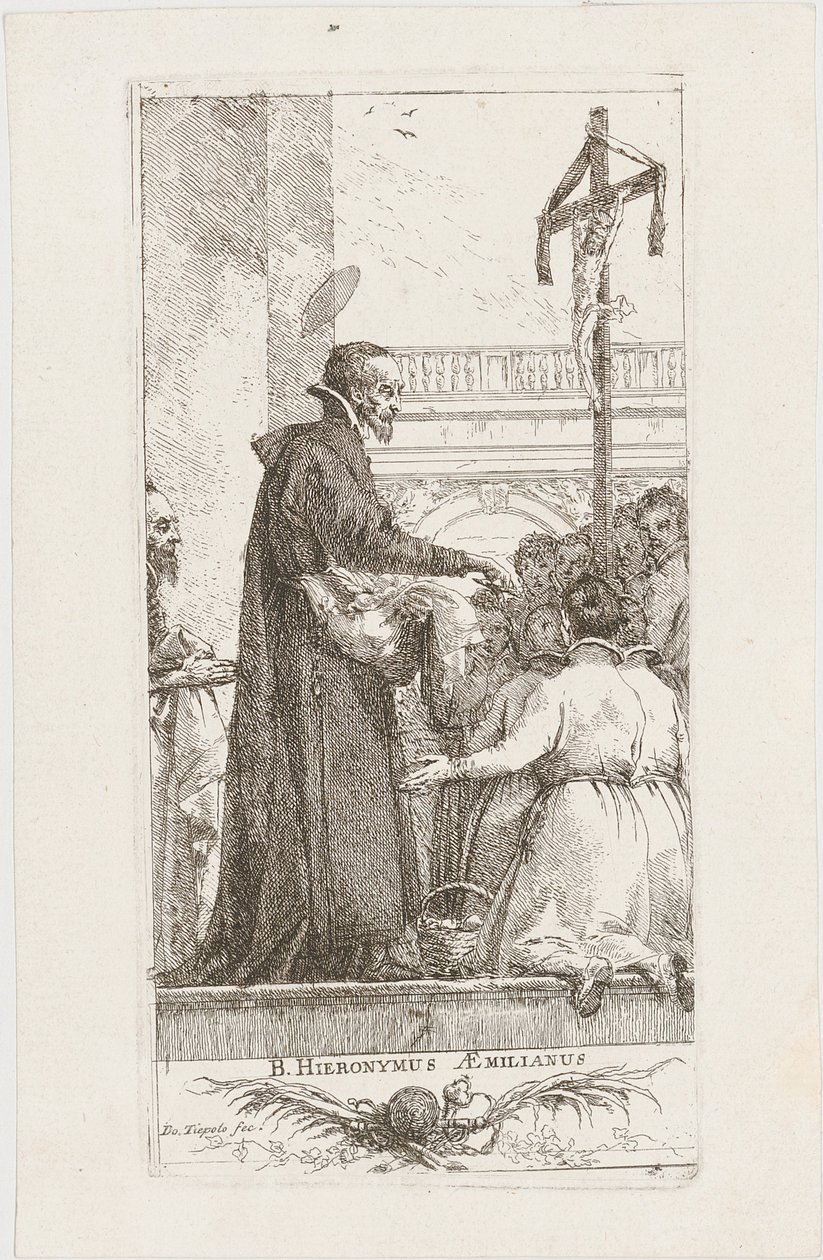 Den hellige Hieronymus Aemilianus deler ut almisser av Giovanni Domenico Tiepolo