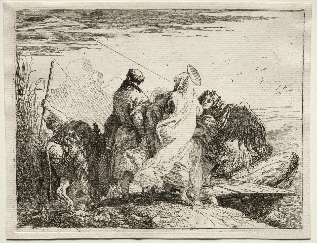 Flyvning til Egypt: Den hellige familie forlater kysten av Giovanni Domenico Tiepolo