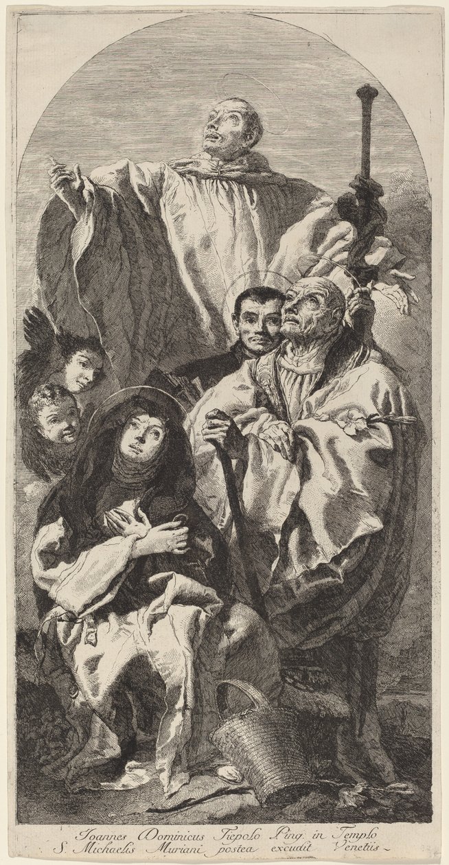 Fire hellige av benediktinerordenen av Giovanni Domenico Tiepolo