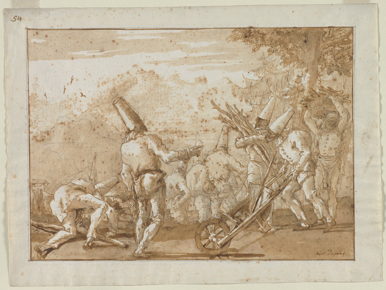 Gathering Wood, slutten av 1790-tallet. av Giovanni Domenico Tiepolo